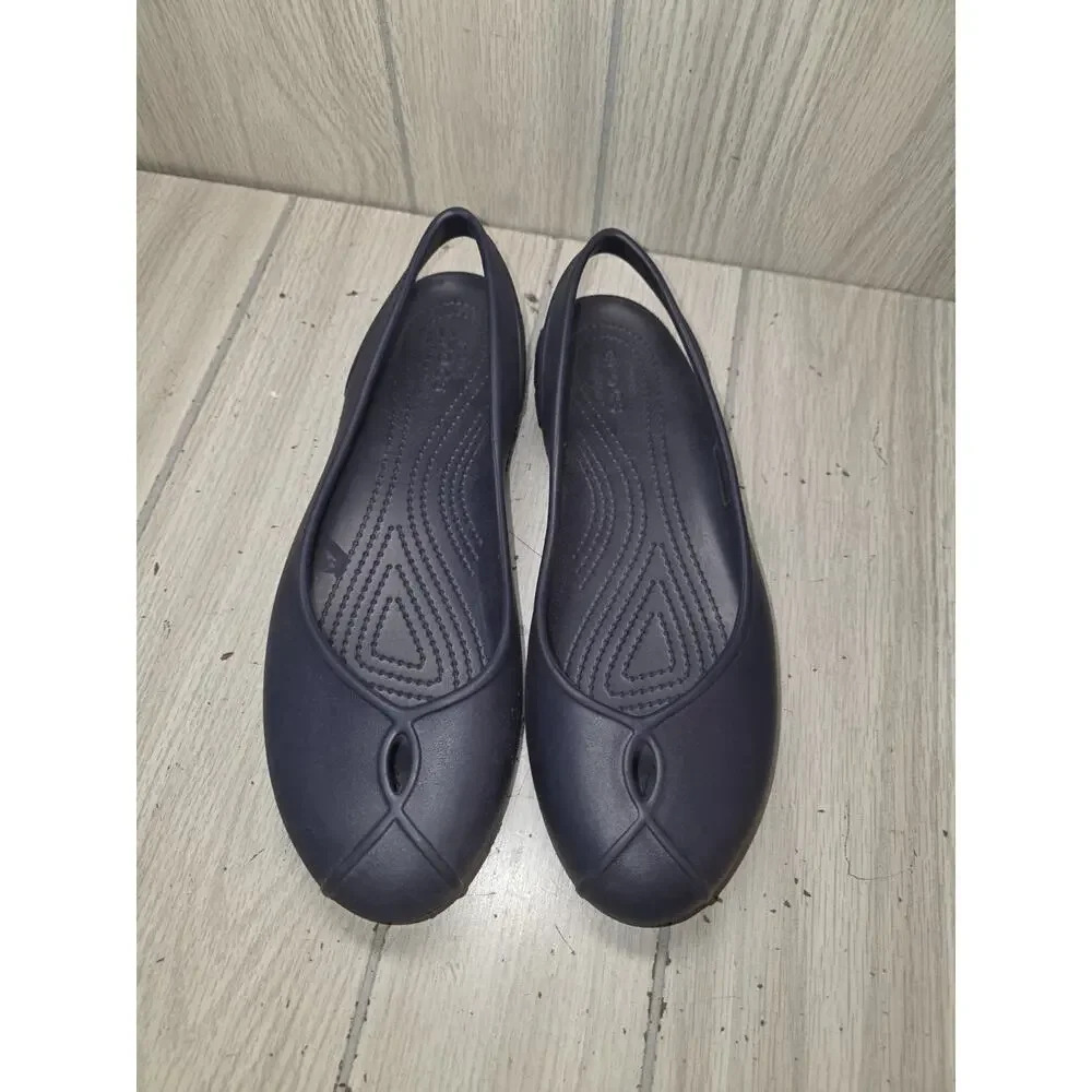 Crocs Women's Navy Blue Kaddie Ballet Flats Slip-on Shoes Size 10 Laser Cut